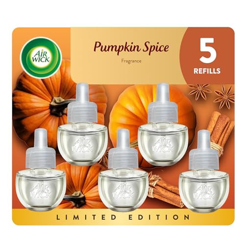 Air Wick Plug in Scented Oil Refill, 5 ct, Pumpkin Spice, Air Freshener, Essential Oils, Fall Scent, Fall Decor | Amazon (US)