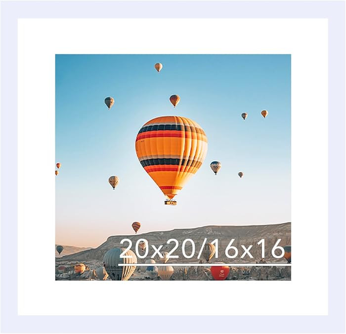 JCJMY 20x20 Picture Frame White with 16x16 Mat, Display Photo 16x16 with Mat or 20 x 20 Without M... | Amazon (US)