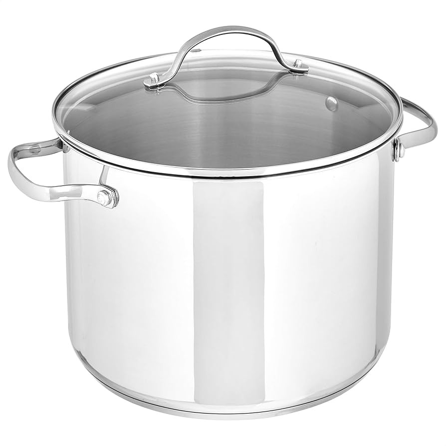 Amazon Basics Stainless Steel Stock Pot with Lid, 8 Quart, Even Heating, Easy to Clean, Silver | Amazon (US)