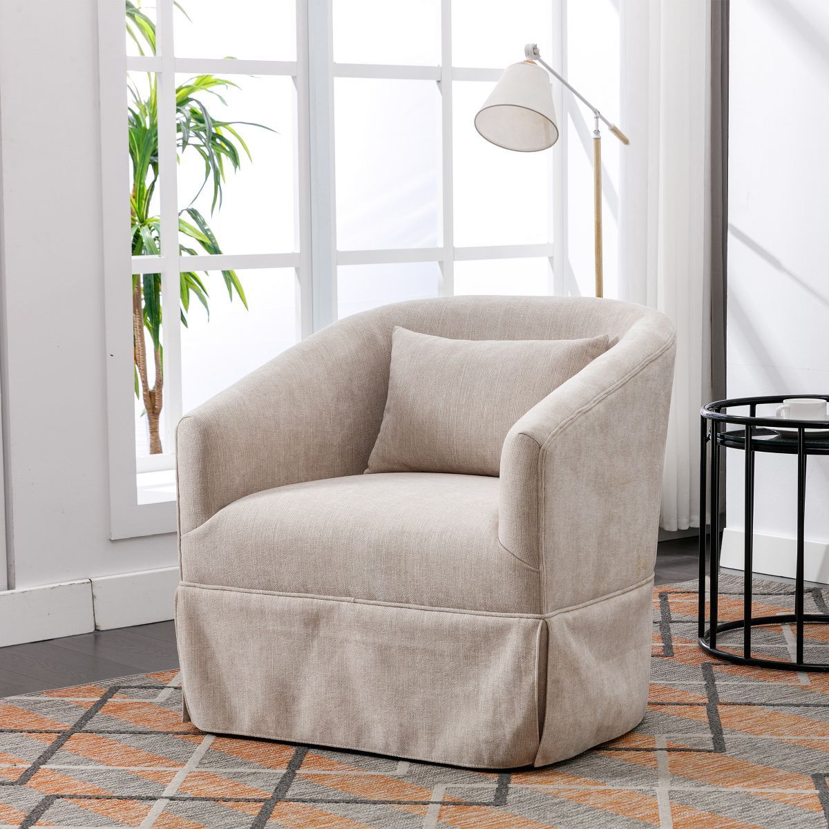 360° Swivel Linen Upholstered Armchair - ModernLuxe | Target