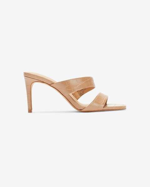 Textured Asymmetrical Double Band Slide Heels | Express