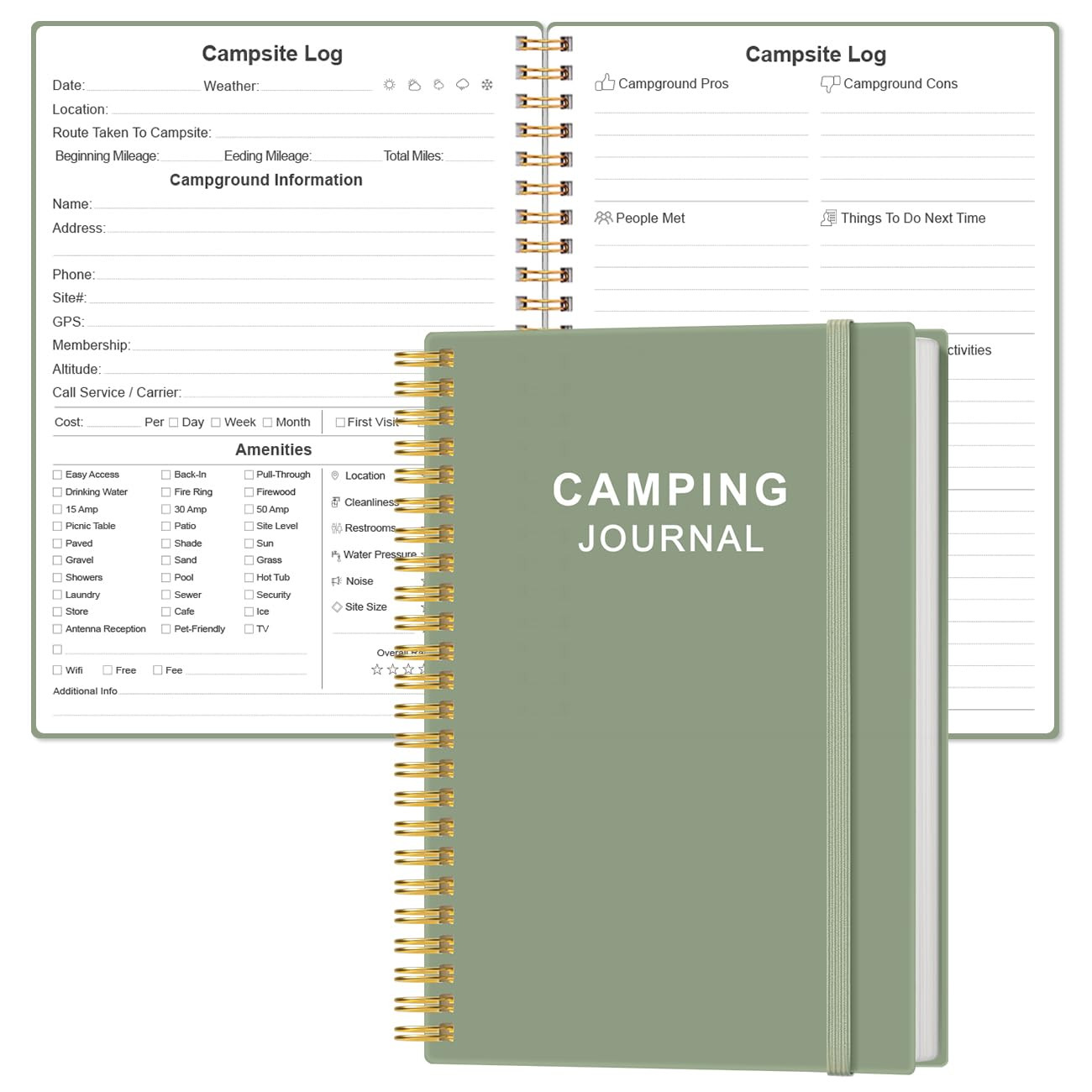 Heveboik Camping Journal and RV Travel Log Book - A5 Outdoor Camp & Adventure Journal for 25 Camp... | Amazon (US)