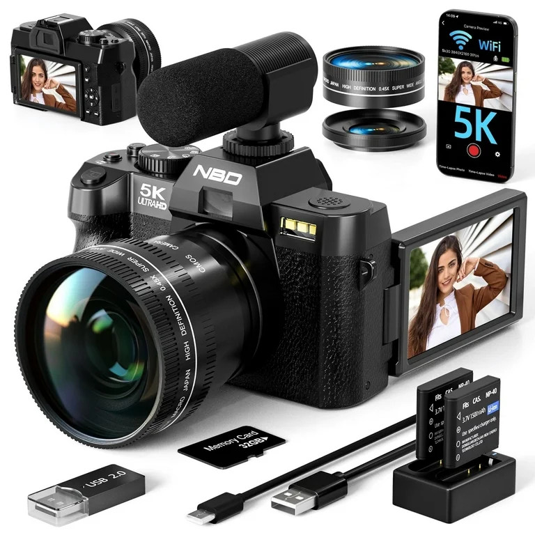NBD 5K Digital Camera for Photography,48MP Autofocus Vlogging Camera for Youtube with 32GB TF Car... | Walmart (US)