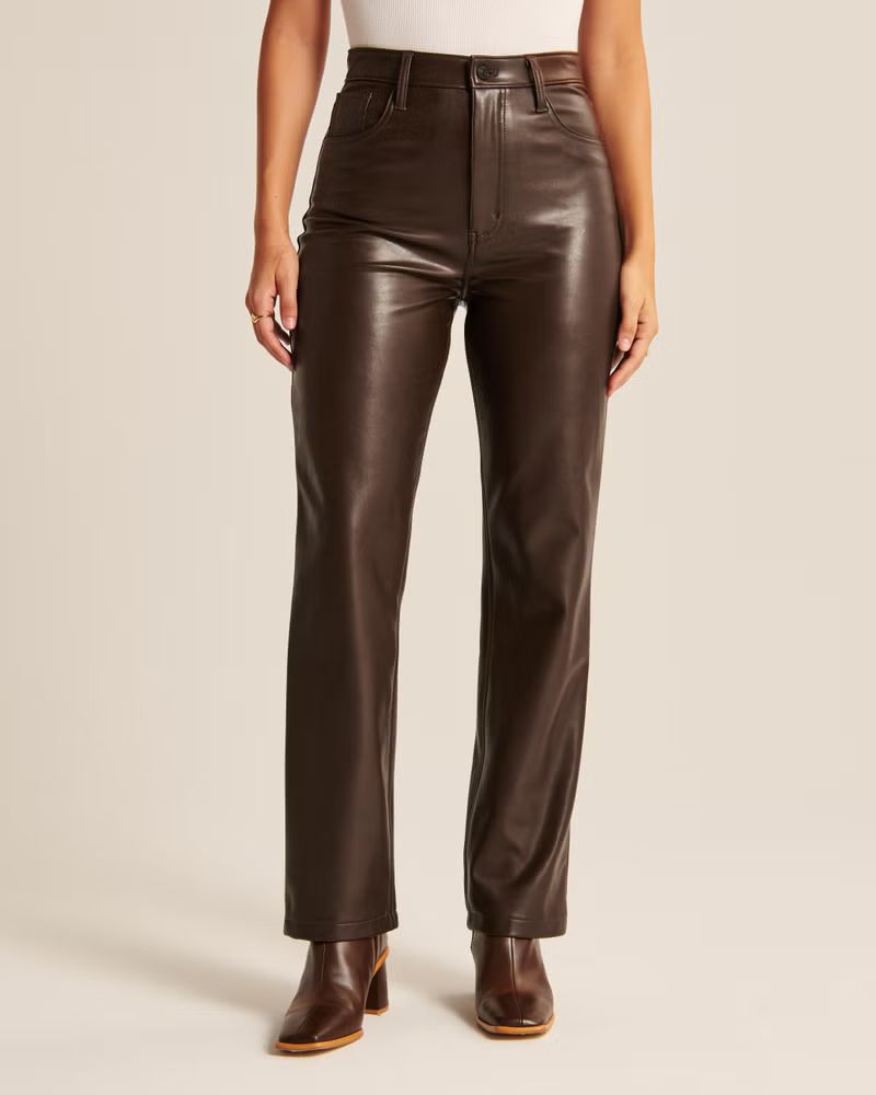 Curve Love Vegan Leather 90s Straight Pants | Abercrombie & Fitch (US)