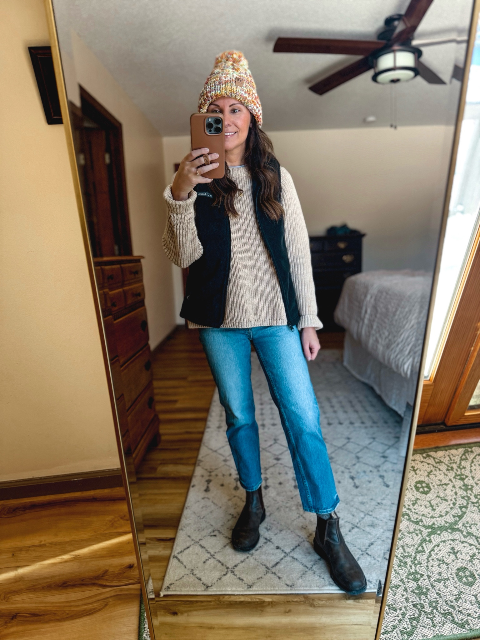 Wearing size small in my sweater (cement marl), size 25 petite on my jeans, size xs in my leggings (under jeans), petite xs in my vest, and my true size in my boots. 


#LTKPetite #LTKSeasonal #LTKFindsUnder100