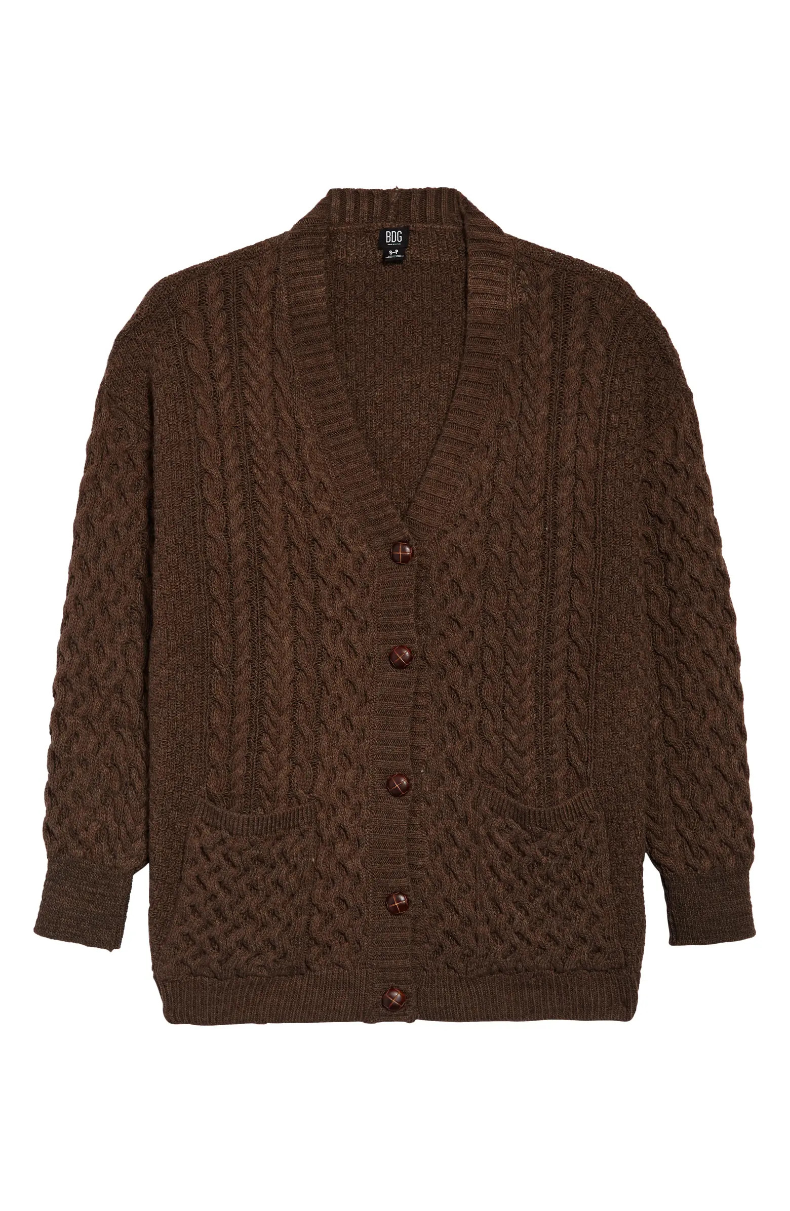 Aran Mix Stitch Cotton Blend Cardigan | Nordstrom