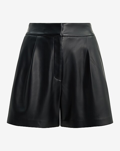 Stylist High Waisted Faux Leather Pleated Shorts | Express