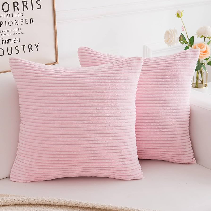 Yonous Throw Pillow Covers, Premium Corduroy Soft Square Cushion Cases Set, Decorative Pillows fo... | Amazon (US)