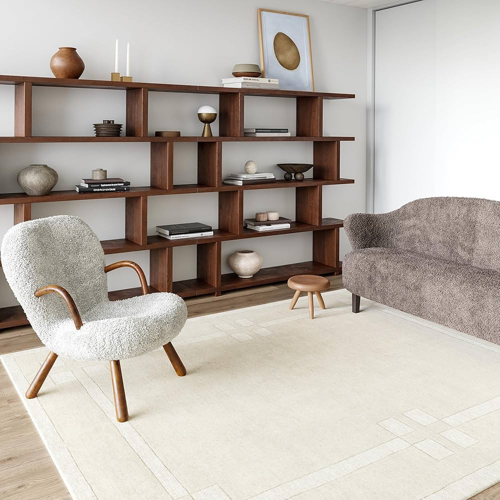 Rugs USA x Arvin Olano Rune Bordered Wool-Blend Area Rug, 5' x 8', Cream | Amazon (US)