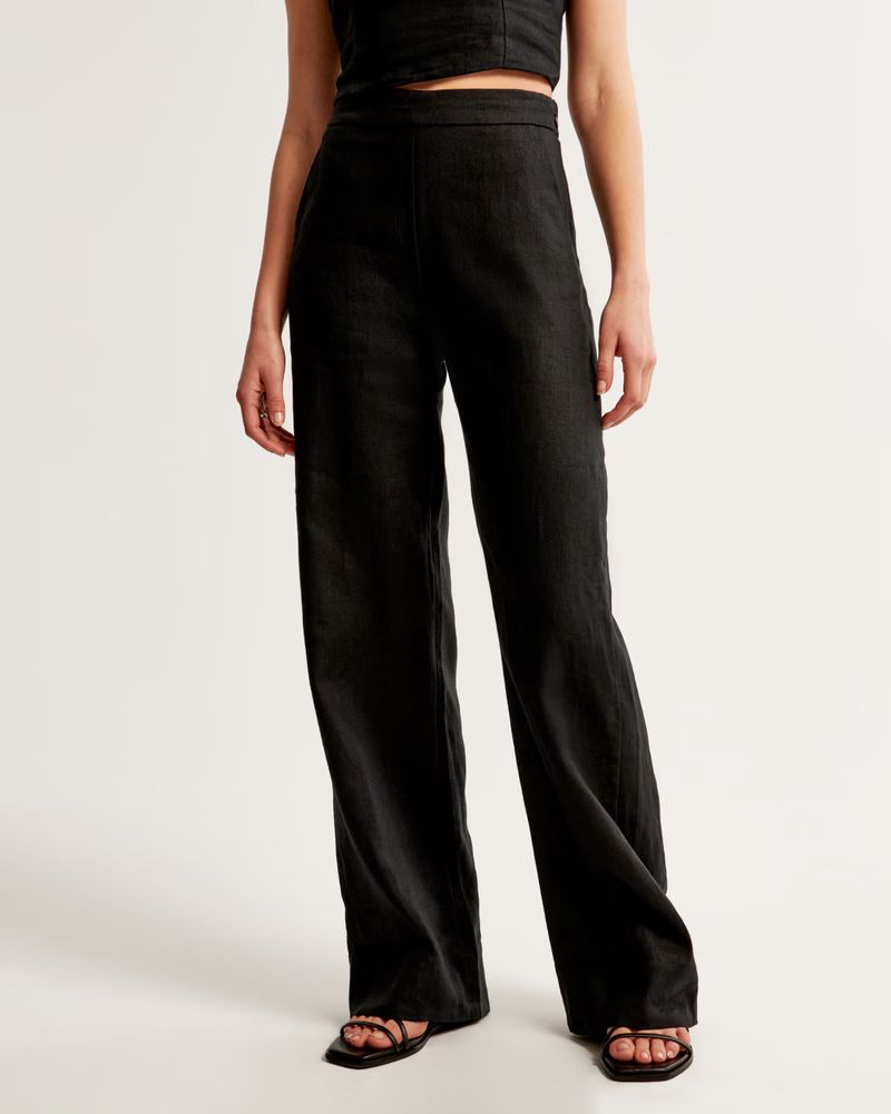 Clean Waist Premium Linen Trouser | Abercrombie & Fitch (UK)