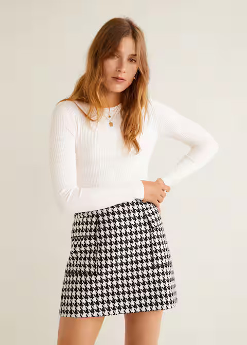Houndstooth skirt - Women | MANGO (US)