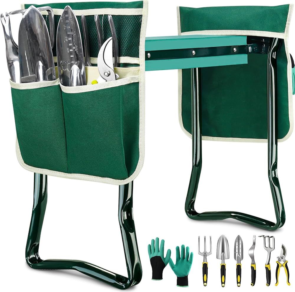 EAONE Garden Kneeler and Seat - Foldable Garden Bench Stool with Soft Kneeling Pad, 6 Garden Tool... | Amazon (US)