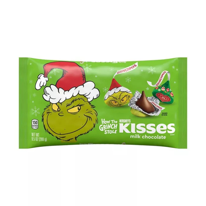 Hershey's Kisses Holiday Milk Chocolate Grinch Foils - 9.5oz | Target