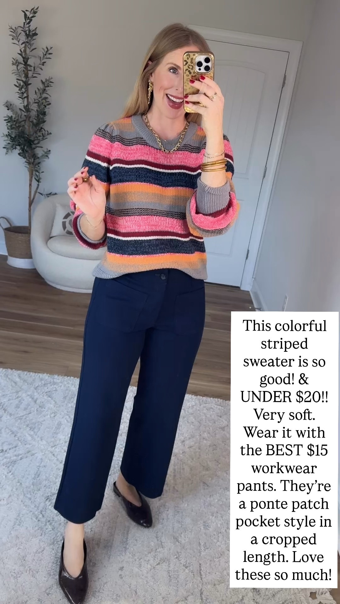 Walmart try on, Walmart outfit, scenario, workwear, striped sweater