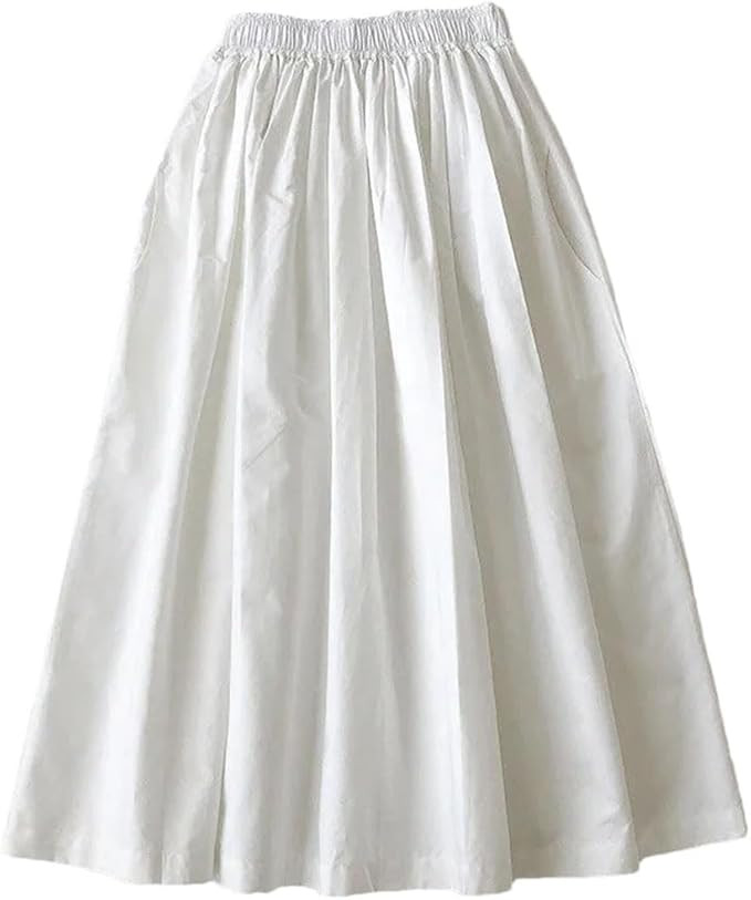 Women Skirts Female Vintage Solid Elastic High Waist Casual Maxi Skirts Long A-Line Skirts | Amazon (US)