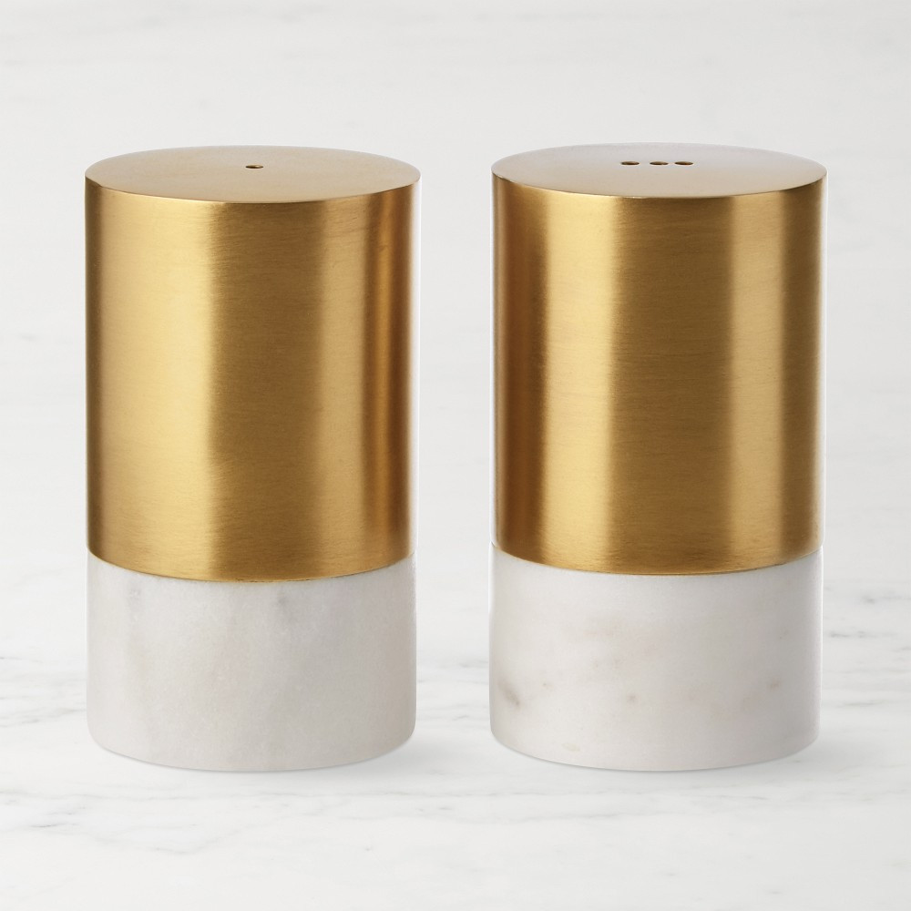 Marble &amp; Brass Salt &amp; Pepper Shakers | Williams-Sonoma