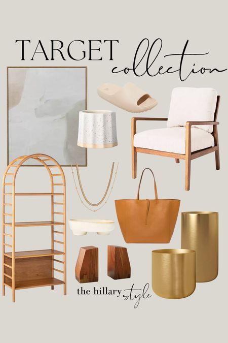 Target Collection: Bookshelf // Accent Chair // Neutral Art // Reversible Handbag // Gold Vase // Gold Player // Layered Necklace  // Book Ends // Cloud Sandals // Fluted Candle // Footed Bowl

#LTKFind #LTKstyletip #LTKhome