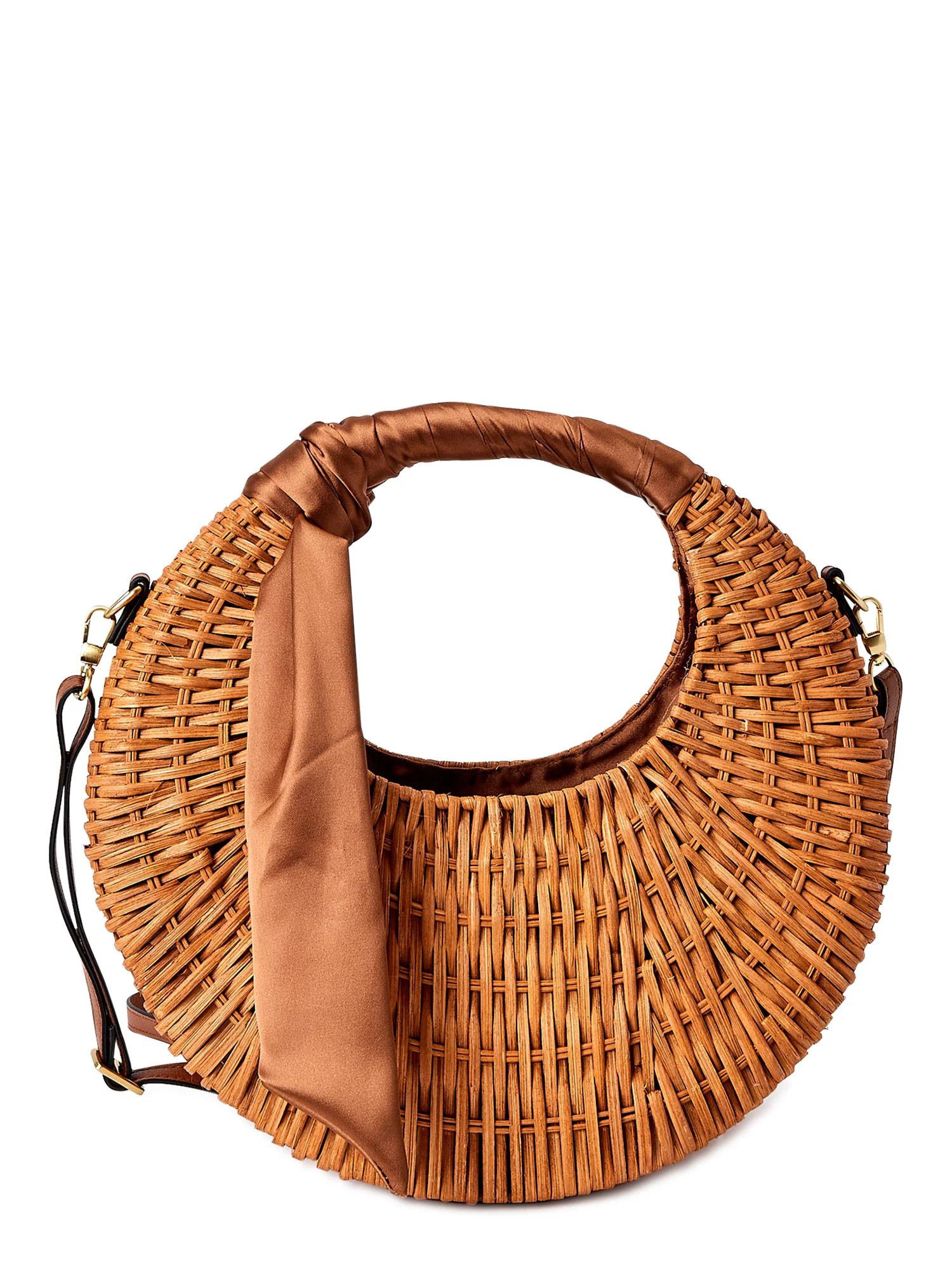 Scoop Women's Large Straw Crescent Crossbody Bag | Walmart (US)