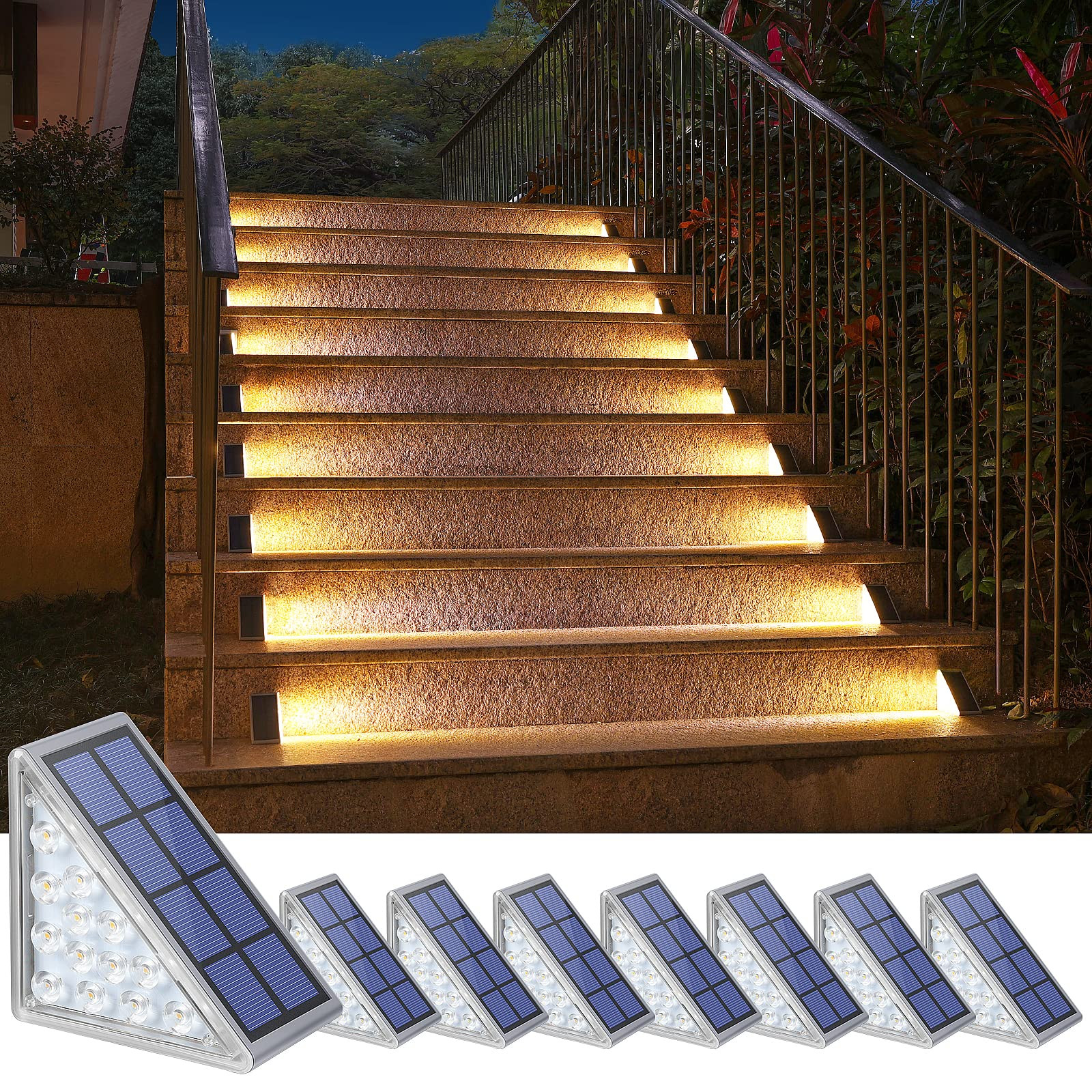 NIORSUN Outdoor Step Lights,8 Pack Warm White Solar Step Lights Waterproof IP67 Auto On Off,Solar... | Amazon (US)