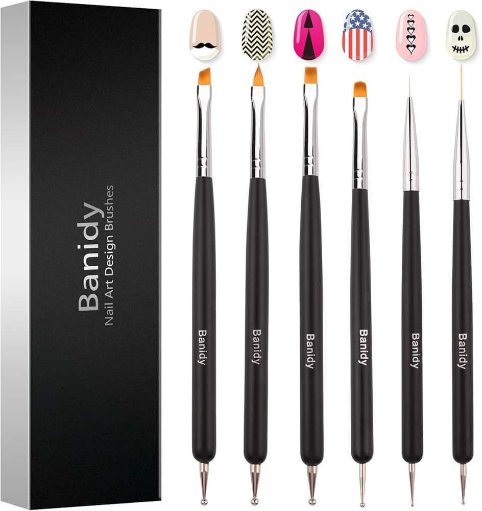 Nail Art Brushes for Gel Nail Art Nail Design Brush Tools Dual-Head Pen Painting Set Include Nail... | Amazon (US)