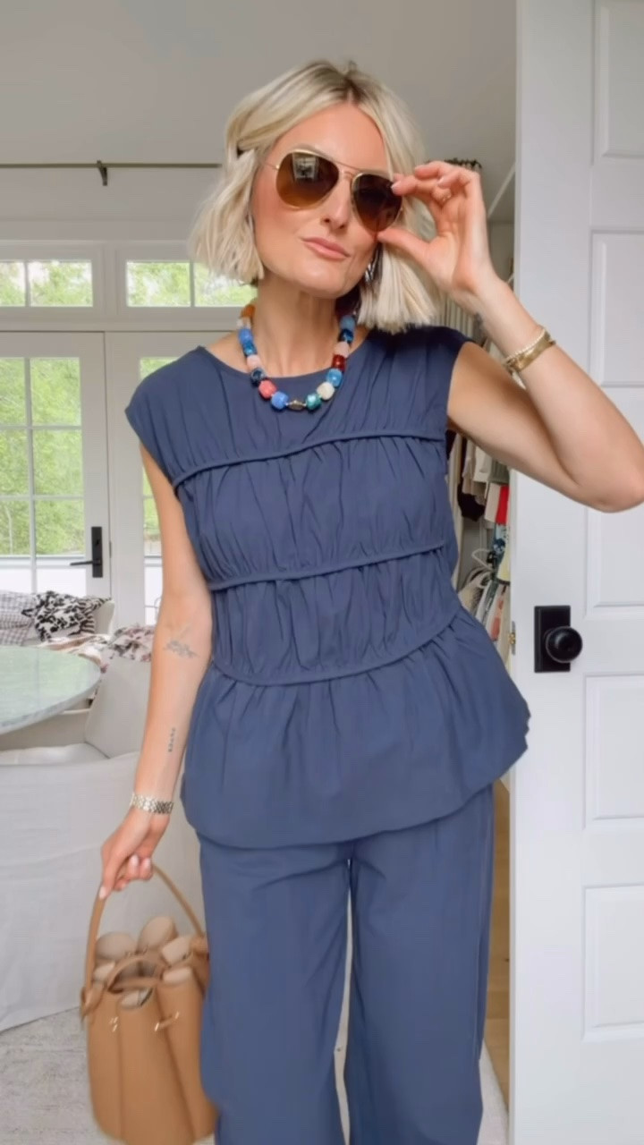 I feel like this is a set you could definitely dress up for work! I love the ruching on the top! This set also comes in several colors! Wearing size S! Loverly Grey, Amazon, matching set, summer outfit, summer workwear

#LTKootd #LTKSeasonal