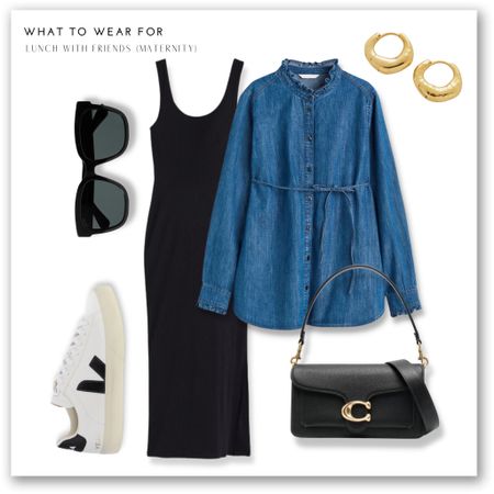 A casual spring summer maternity outfit 🫶

Black midi dress, veja sneakers, denim shirt, coach bag, gold hoops, sunglasses, H&M, bump friendly 

#LTKSeasonal #LTKstyletip #LTKbump