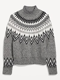 Mock-Neck Fair Isle Cropped Sweater for Women | Old Navy (US)