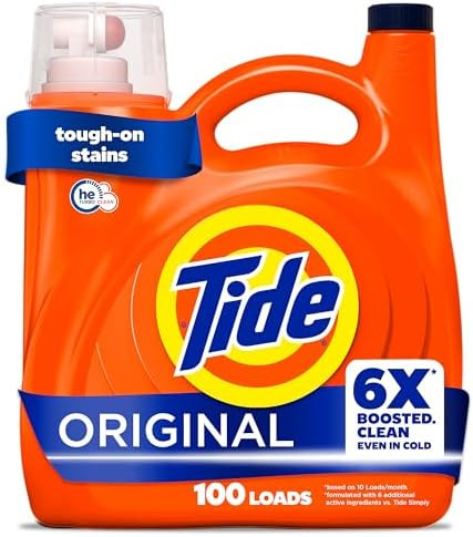 Tide Liquid Laundry Detergent, Original Scent, 125 fl oz, 100 Loads, Boosted Clean Even in Cold W... | Amazon (US)
