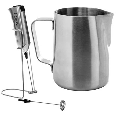 Deluxe Milk Frother and 12 oz Frothing Pitcher in Stainless Steel, with Extra Whisk Attachment | Wayfair Professional