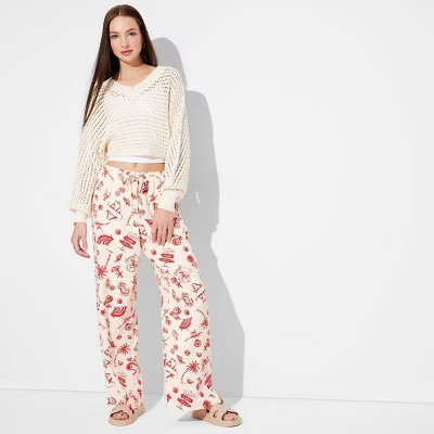 Women's Pull-On Linen Pants - Wild Fable™ Red Seashell L | Target
