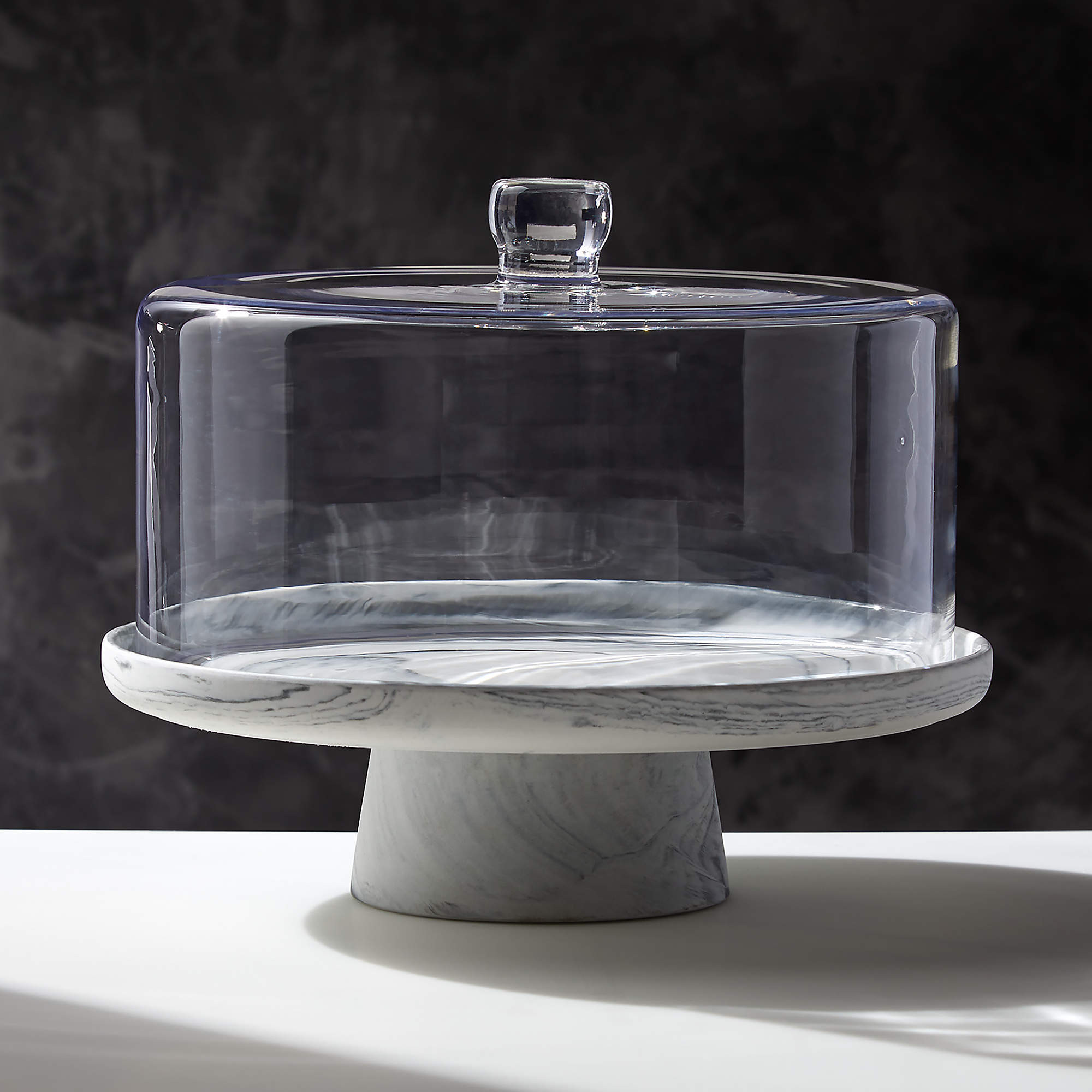 Swirl Black and White Cake Stand with Glass Lid by Jennifer Fisher + Reviews | CB2 | CB2