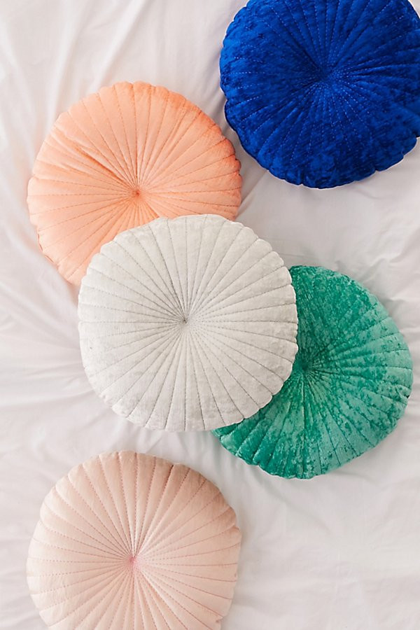 Shelly Round Velvet Pillow - Grey at Urban Outfitters | Urban Outfitters (US and RoW)