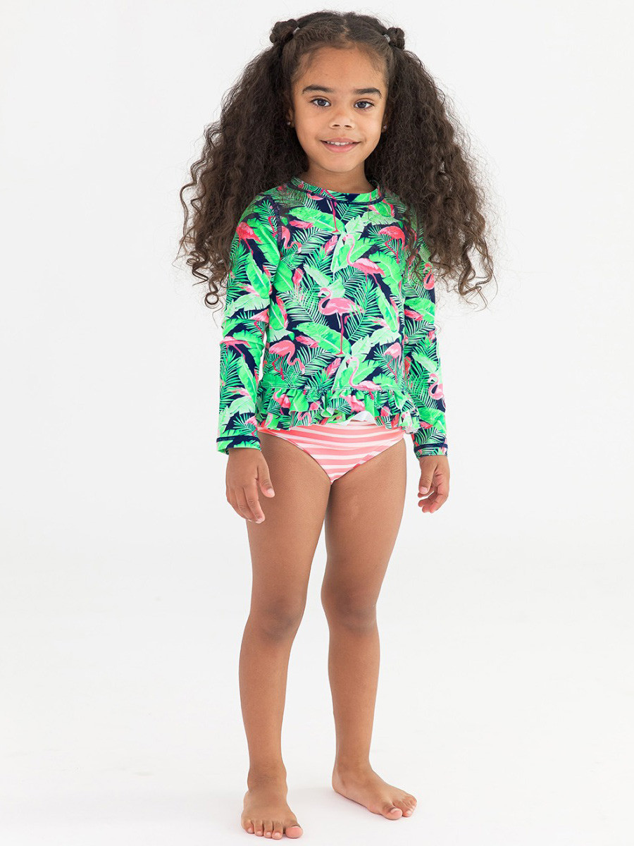 Ruffle Hem Rash Guard 2-Piece | RuffleButts / RuggedButts