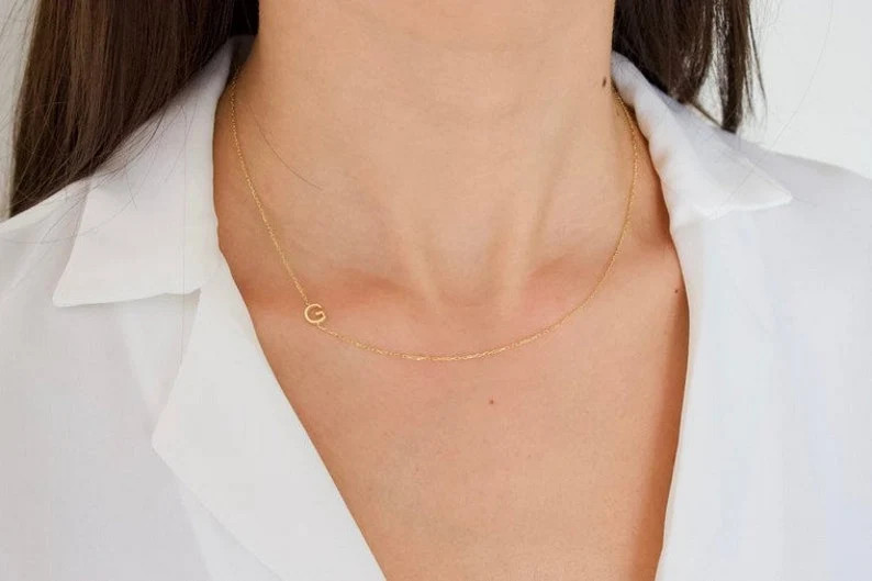 14k Gold Initial Necklace Initial Necklace personalized - Etsy | Etsy (US)