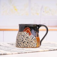 Spotted Chicken Stoneware Mug Primitive Pottery Coffee Lover Gift | Etsy (US)