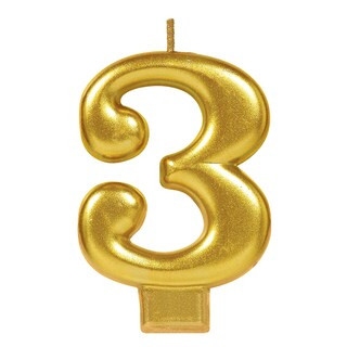 Numeral #3 Metallic Birthday Candle - Gold, 1ct | Michaels | Michaels Stores