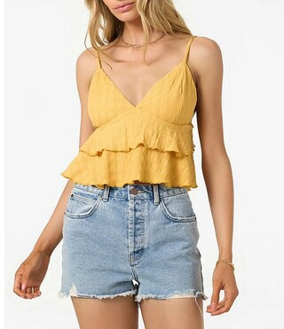 Chloey V-Neck Tiered Knit Tank Top | Dillard's