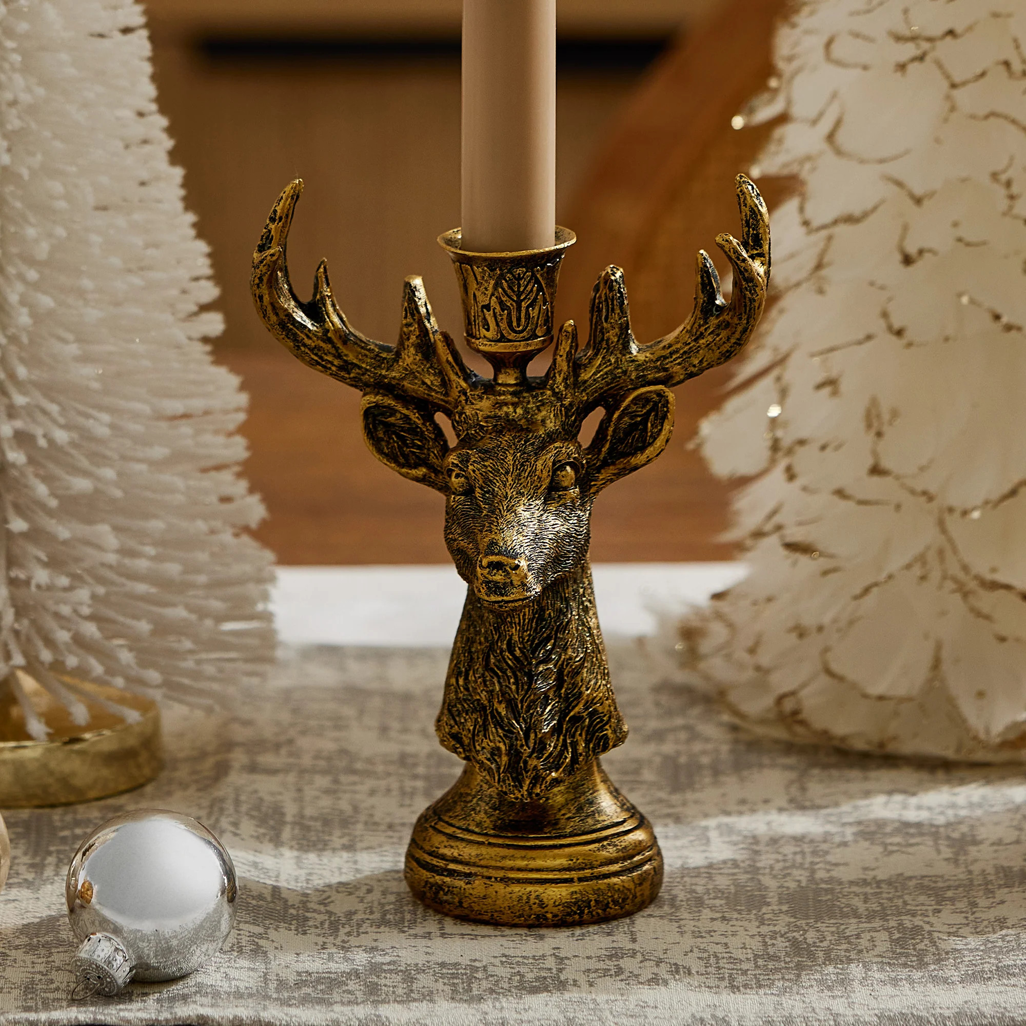 Brass Reindeer Taper Holder | Luminara