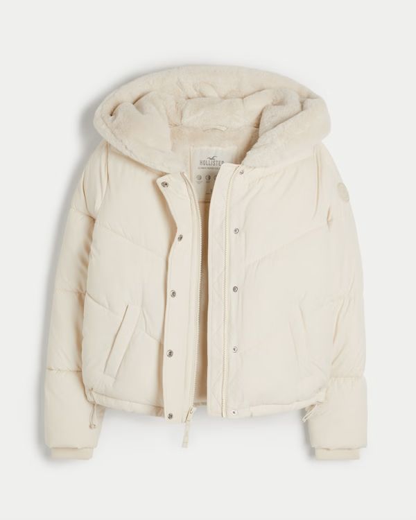 Ultimate Faux Fur-Lined Hooded Puffer Jacket | Hollister (US)