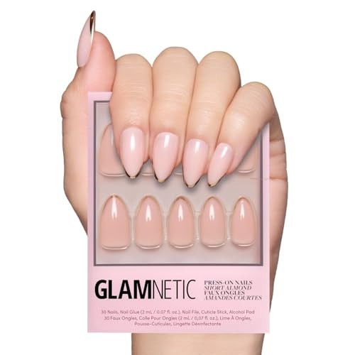 Glamnetic Press On Nails - Gold Standard | Semi-transparent, Glossy Gold French Tip Fake Nails, Salon Quality | 15 Sizes - 30 Nail Kit with Glue | Amazon (US)