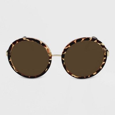 Women's Tortoise Shell Print Oversized Round Sunglasses - Wild Fable™ Brown | Target