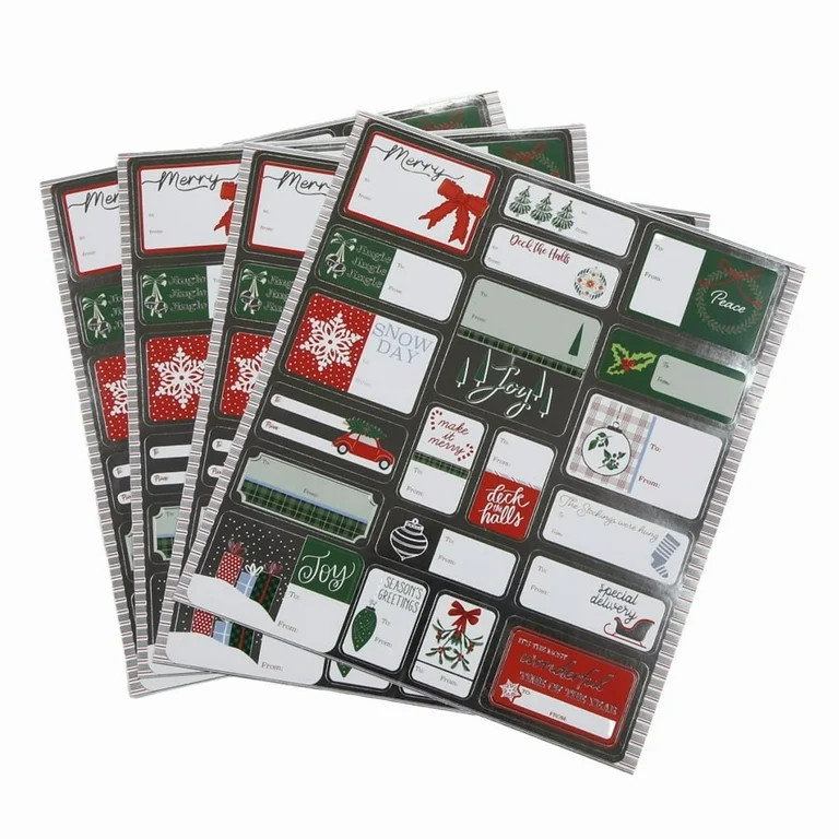 Peel and Stick Silver Joyel Modern Christmas Foil Sticker Gift Tag Set, Multicolor, 192 Count, by... | Walmart (US)