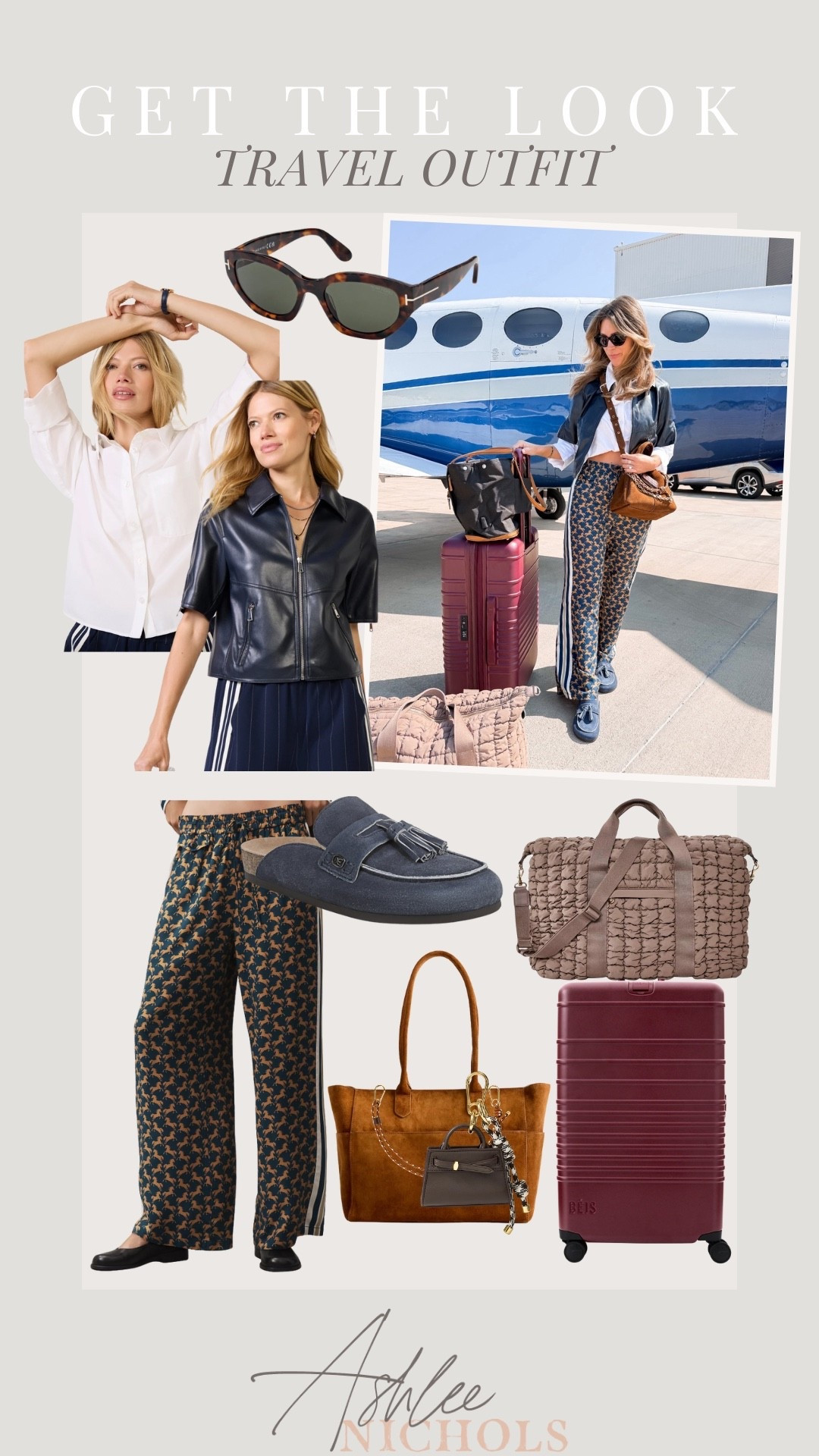 Today's travel outfit! 

Evereve faux leather short sleeve jacket size small
Cropped button down size small
Beis luggage
Nordace bag
Tom ford sunglasses 
Anthropologie printed pants size small

#LTKTravel #LTKStyleTip #LTKItBag