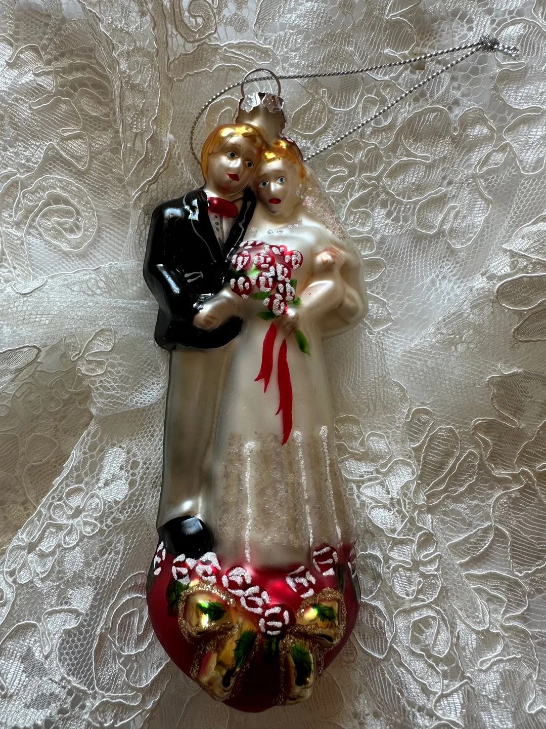 Vintage Glass Bride Groom Ornament Christmas Wedding - Etsy | Etsy (US)