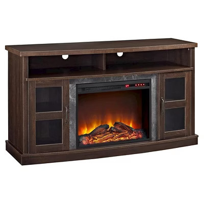 60" Fairmount Fireplace Console with Glass Doors Espresso - Room & Joy | Target