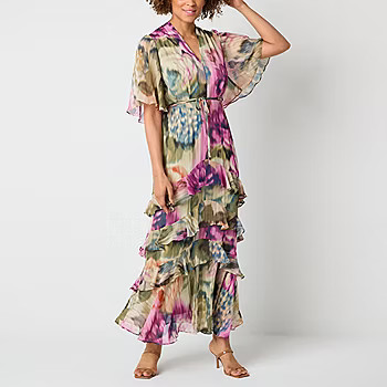 Melonie T Womens Short Sleeve Floral Maxi Dress | JCPenney
