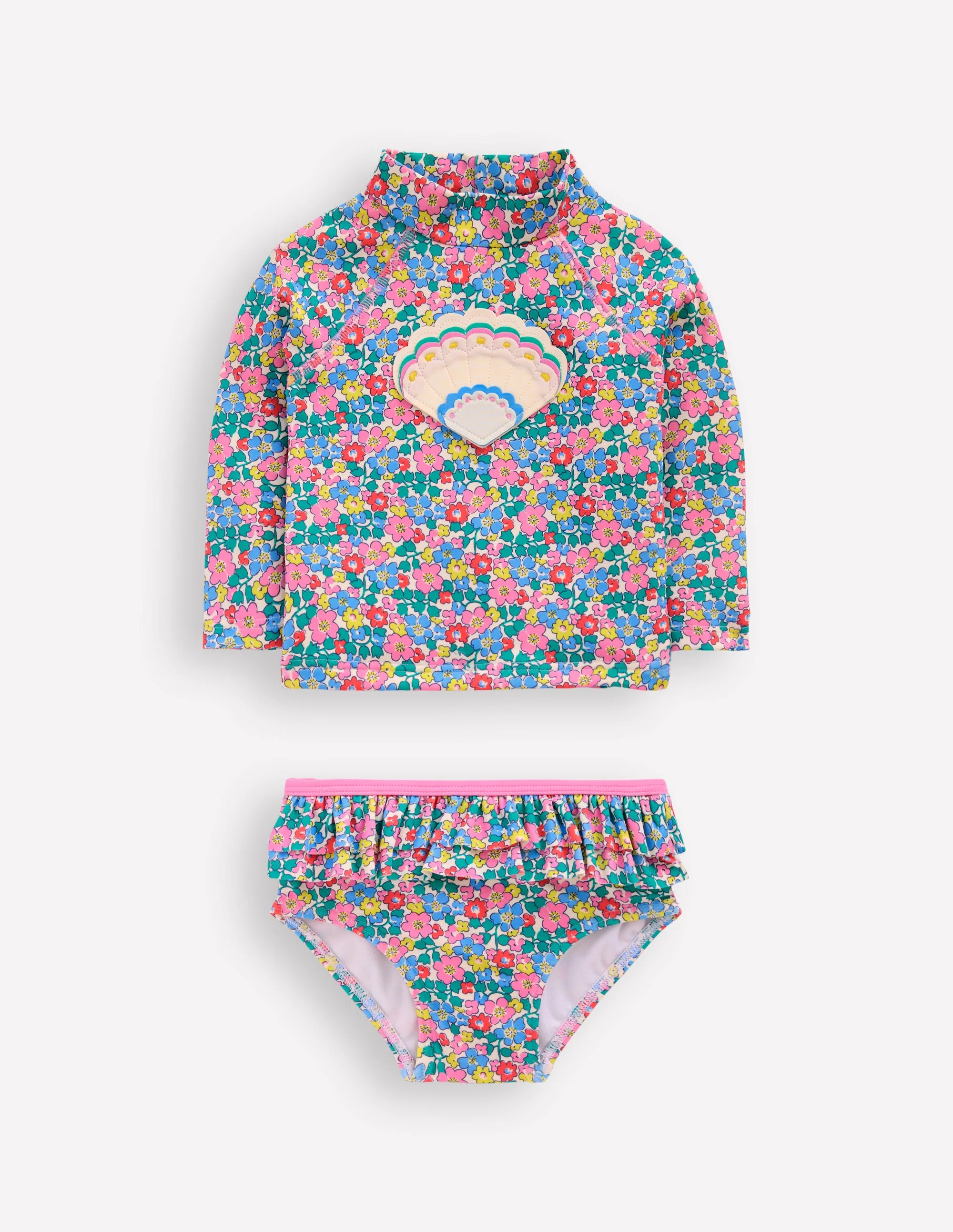 Frilly Rash Vest Set-Multi Flowerbed Shell | Boden UK