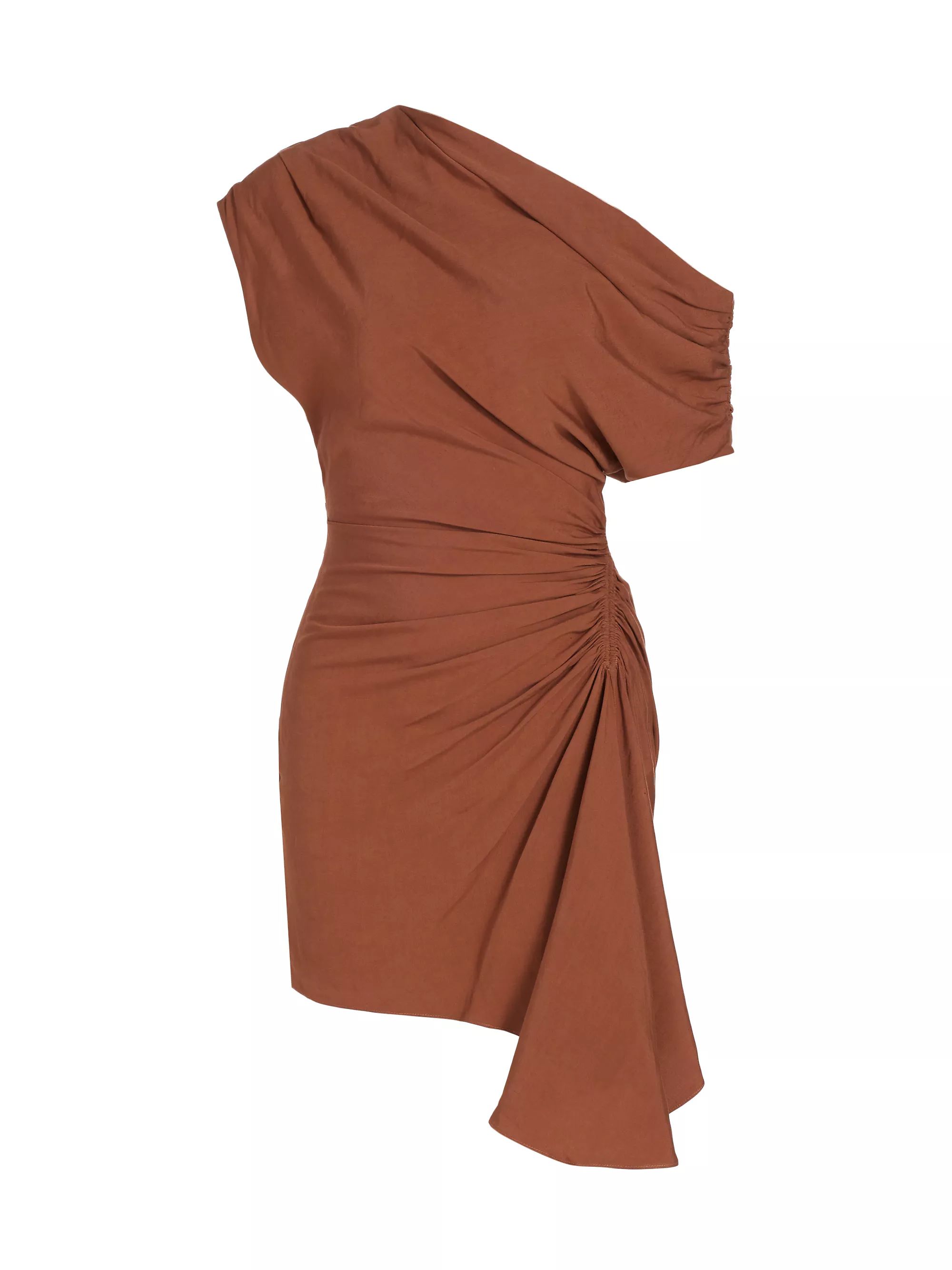Shop A.L.C. Poppy Asymmetric Shirred Minidress | Saks Fifth Avenue | Saks Fifth Avenue