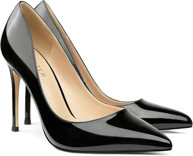 COLETER Women's 4 Inch Pumps Pointed Toe Dress Shoes Slip On Stiletto Pumps | Closed Toe Stiletto... | Amazon (US)