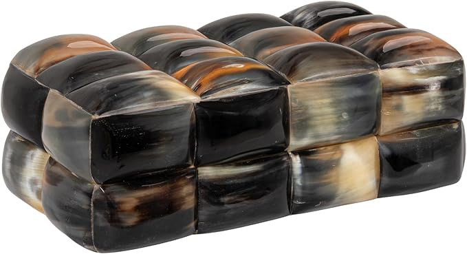 Creative Co-Op Decorative Horn Bubble Storage Box, Black and Brown | Amazon (US)